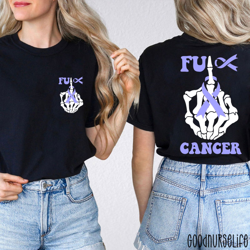 Purple Ribbon No Cancer Two Sided T-Shirt
