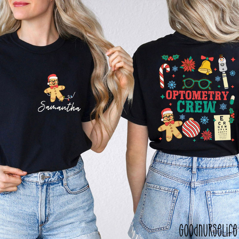 Personalized Optometry Crew Nurse Two Sided T-Shirt