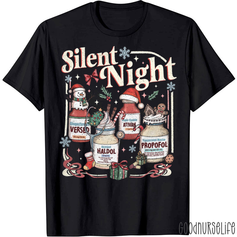 Retro Style Silent Night Christmas ICU T-Shirt