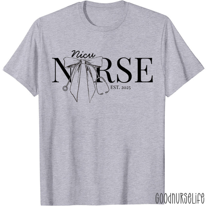 Personalized Stethoscope Bow Registered Nurse T-Shirt