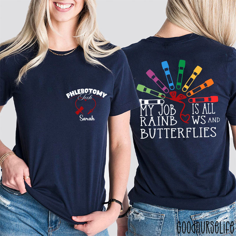 Personalized Lab My Job Is All Rainbow And Butterflies Two Sided T-Shirt