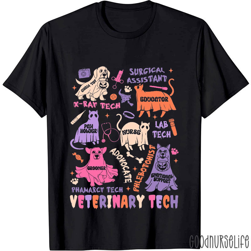 Halloween Cute Cat And Dog Veterinary Treatment T-Shirt
