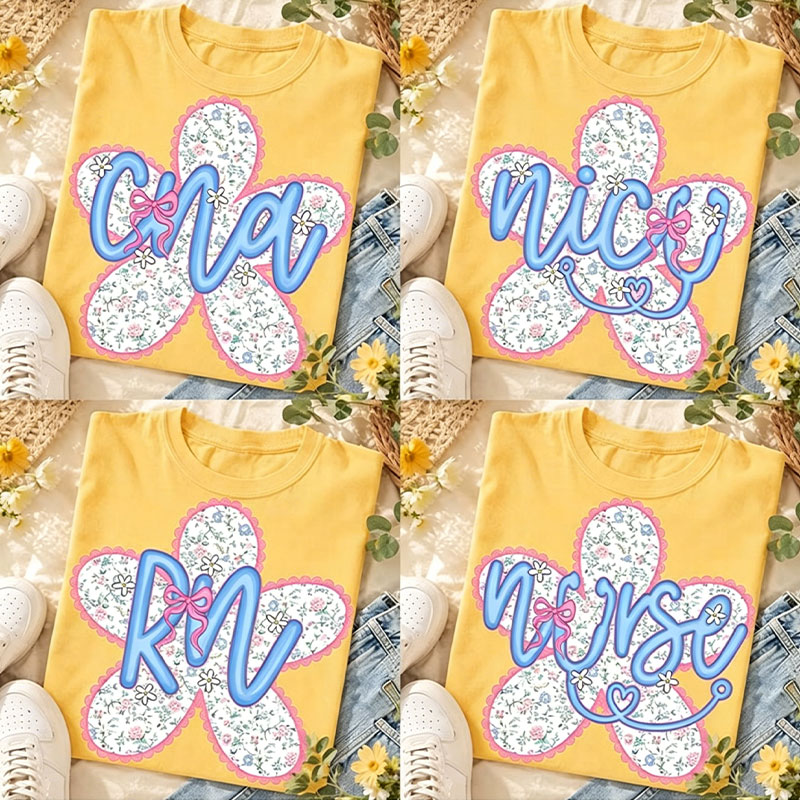 Cottagecore Lace Floral Nurse T-Shirt