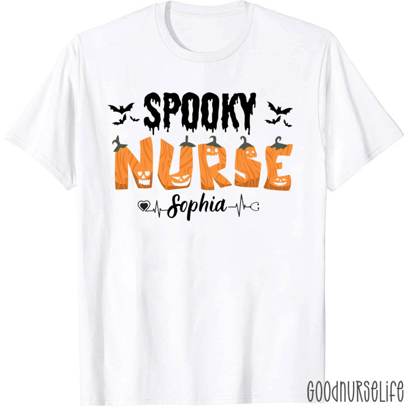 Personalized Name Spooky Nurse T-Shirt
