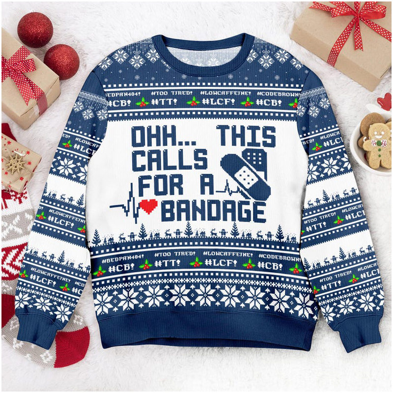Ohh This Calls For A Bandage Nurse Ugly Knit Sweatshirt