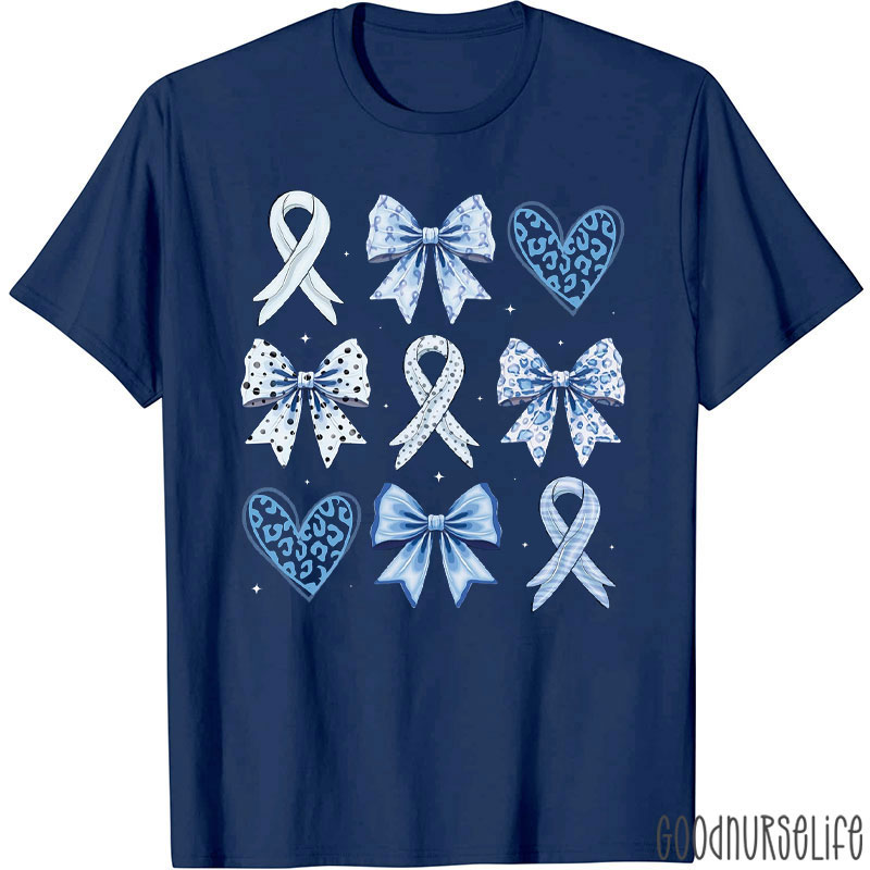 Blue Ribbons Bows And Hearts Collection Nurse T-Shirt