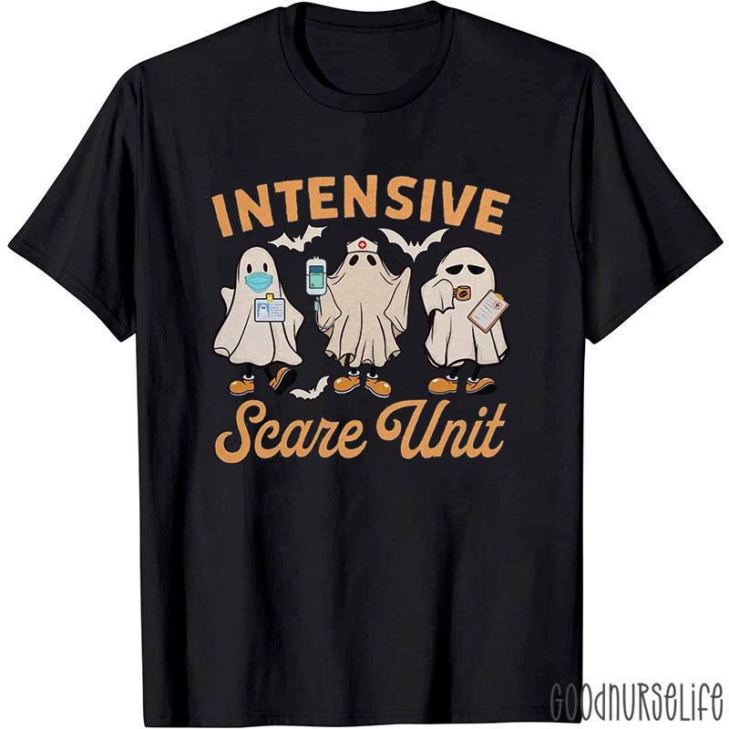 Ghostly Med Crew Intensive Scare Unit Nurse T-Shirt