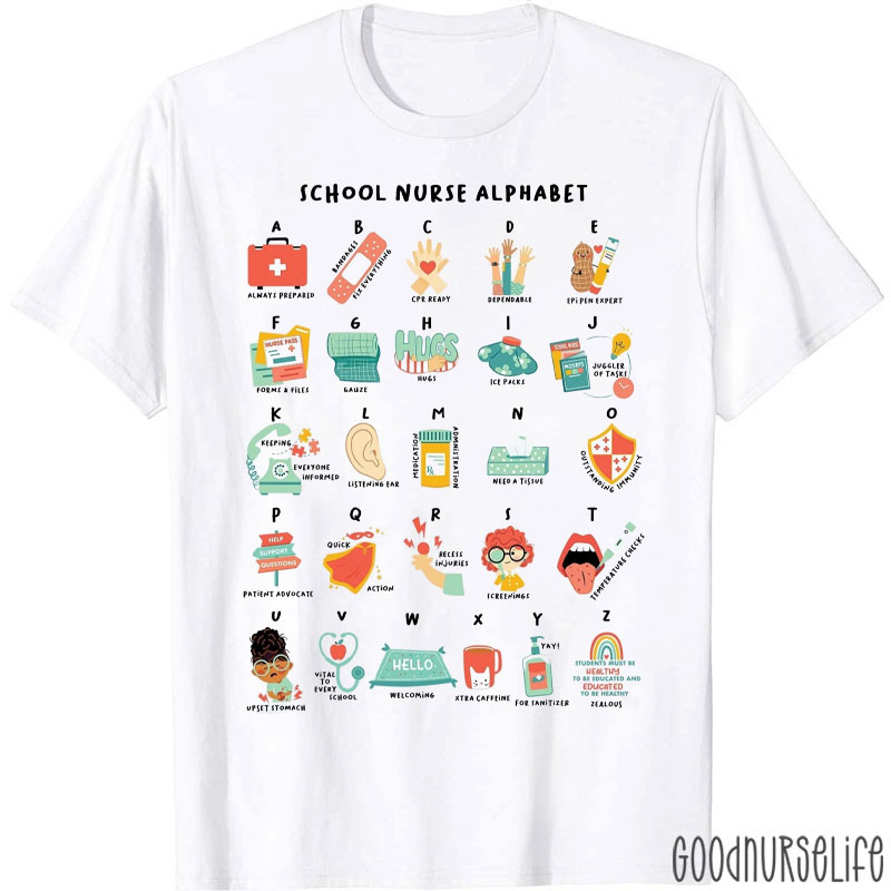School Nurse Alphabet ABC Nurse T-Shirt