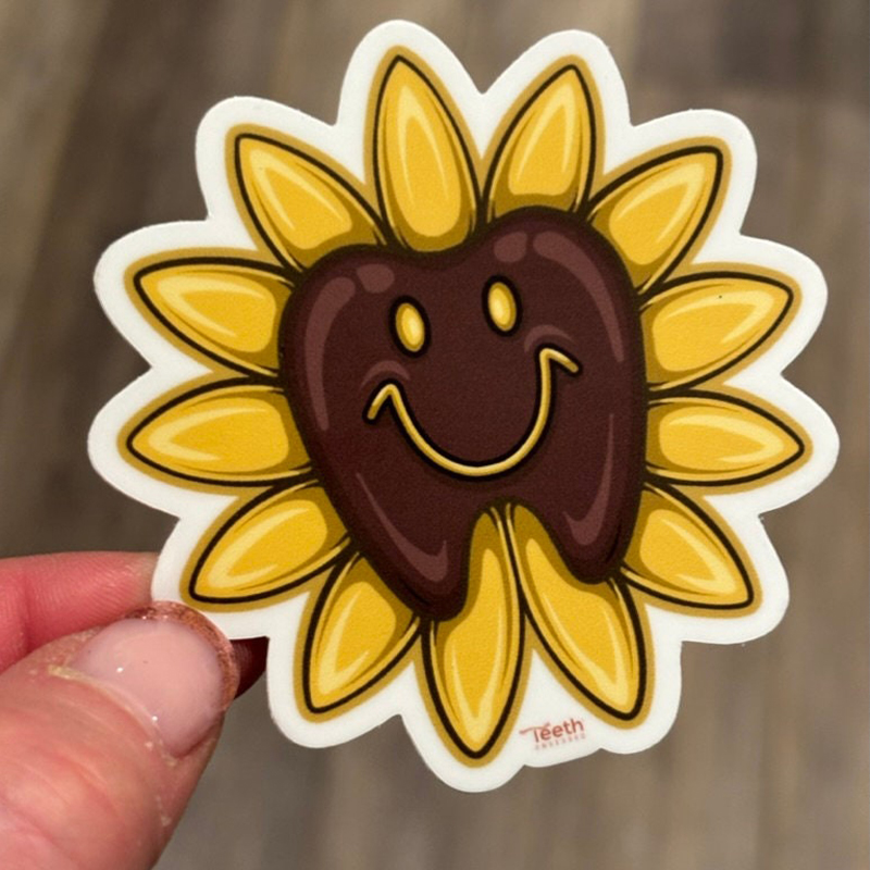 Cute Sunflower Tooth Dental Nurse Stickers