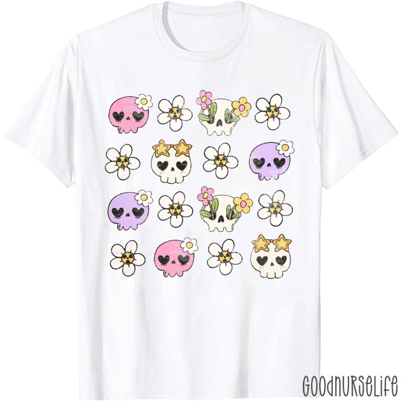 Floral Skull Radiology Nurse T-Shirt