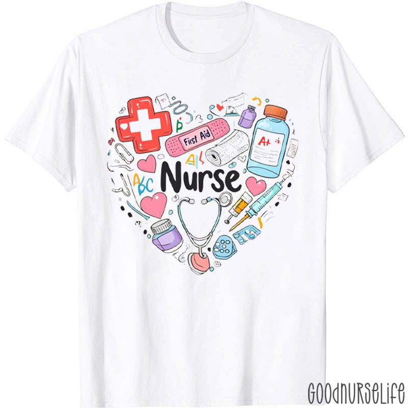 Nurse Heart Stethoscope Medical Nurse T-Shirt
