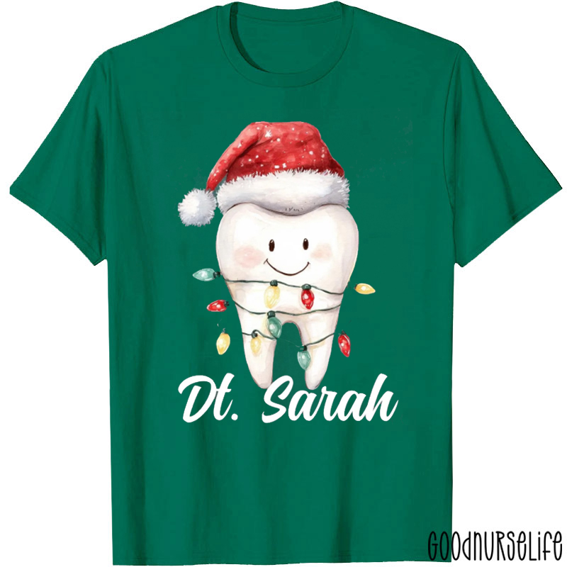 Personalized Name Cute Tooth Christmas Vibe T-Shirt