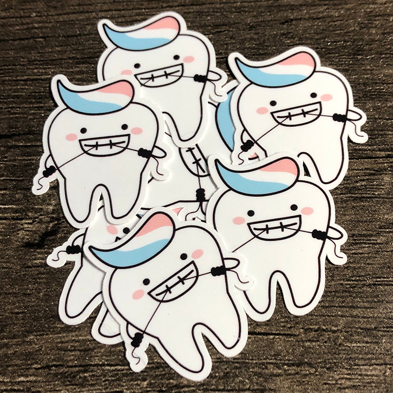 Flossing Teeth Dental Stickers