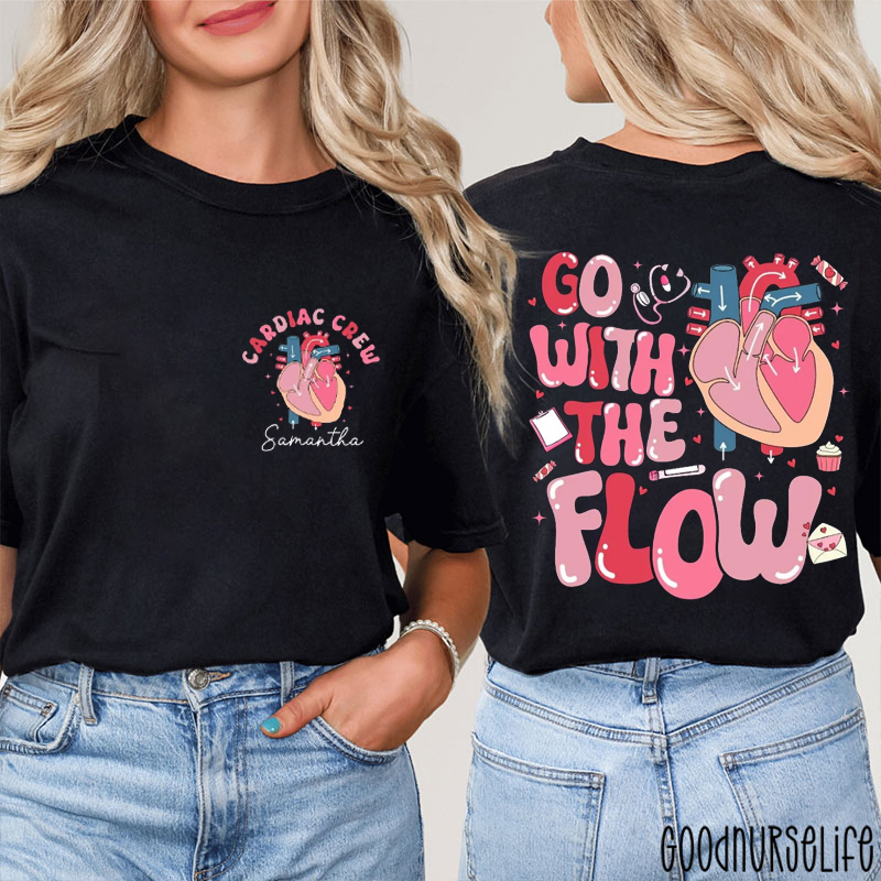 Personalized Go With The Flow Cardiac Crew Two Sided T-Shirt