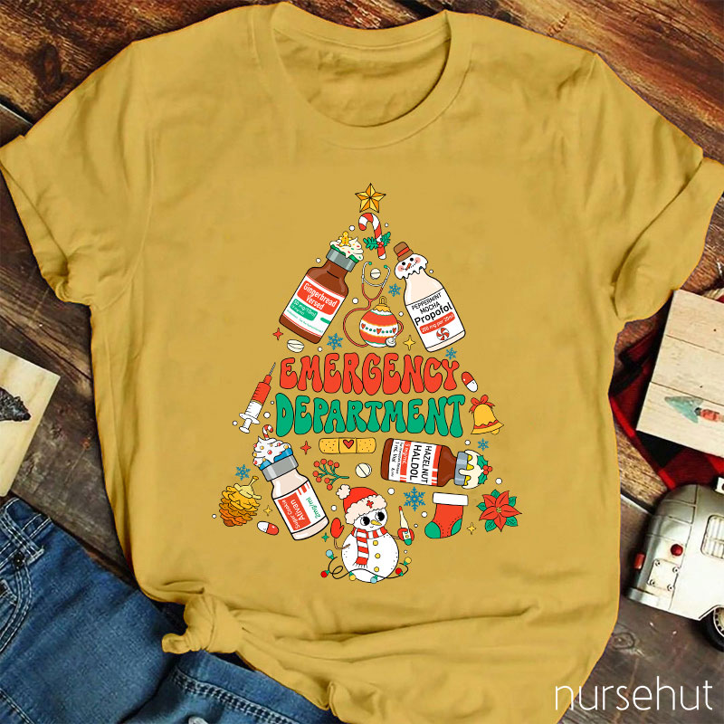 Emergency Department Christmas Tree Nurse T-Shirt