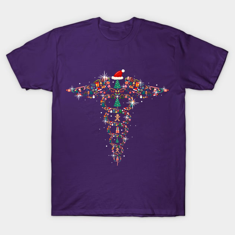 Christmas Rod of Asclepius Nurse T-Shirt
