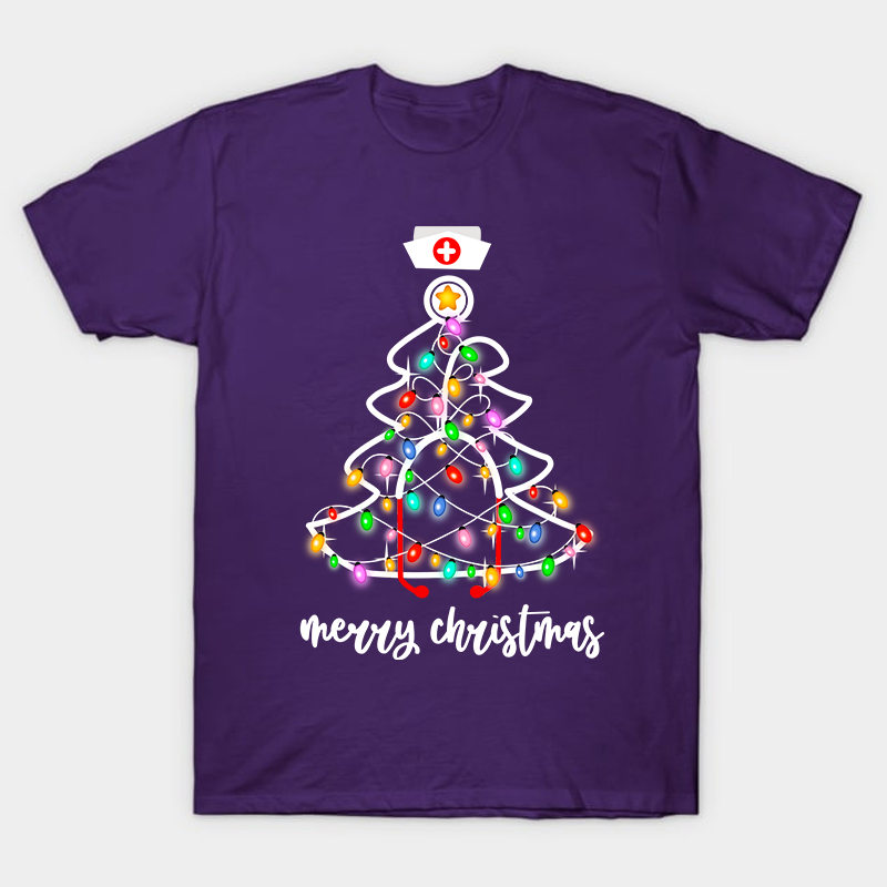 Christmas Lights Merry Christmas Nurse T-Shirt