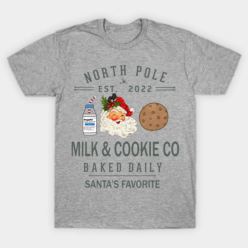 Milk And Cookie Co Santa's Favorite Nurse T-Shirt