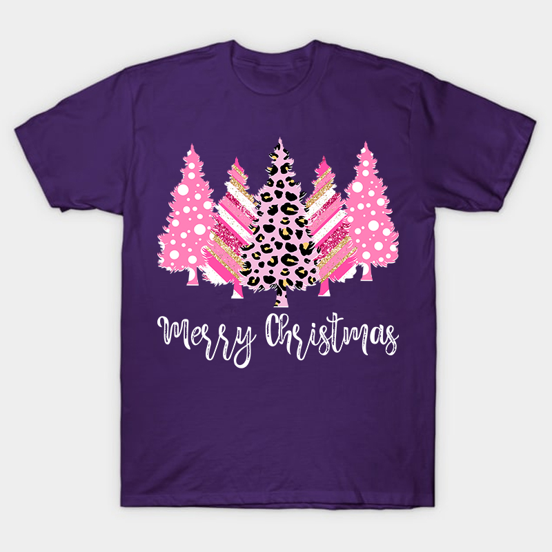 Merry Christmas Pink Christmas Trees Nurse T-Shirt