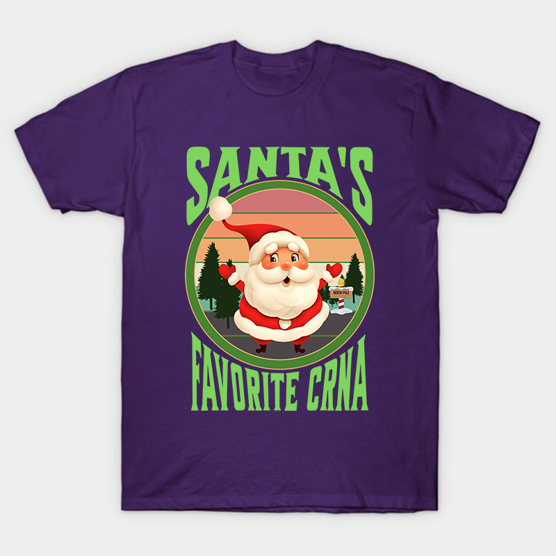 Santa's Favorite CRNA Nurse T-Shirt