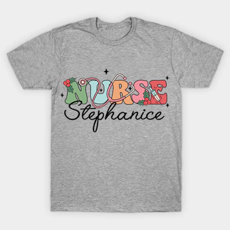 Personalized Name Christmas Crew Nurse T-Shirt