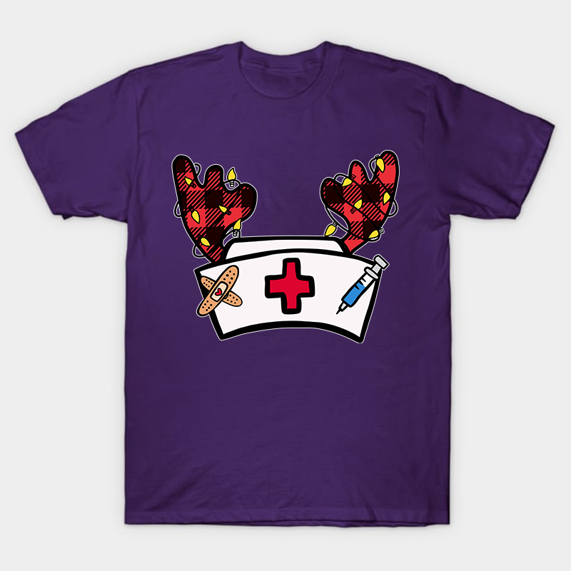 Christmas Elk Nurse Hat Nurse T-Shirt