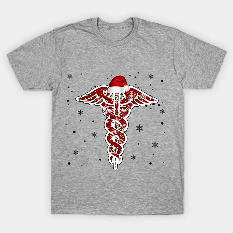 Christmas Rod of Asclepius Nurse T-Shirt