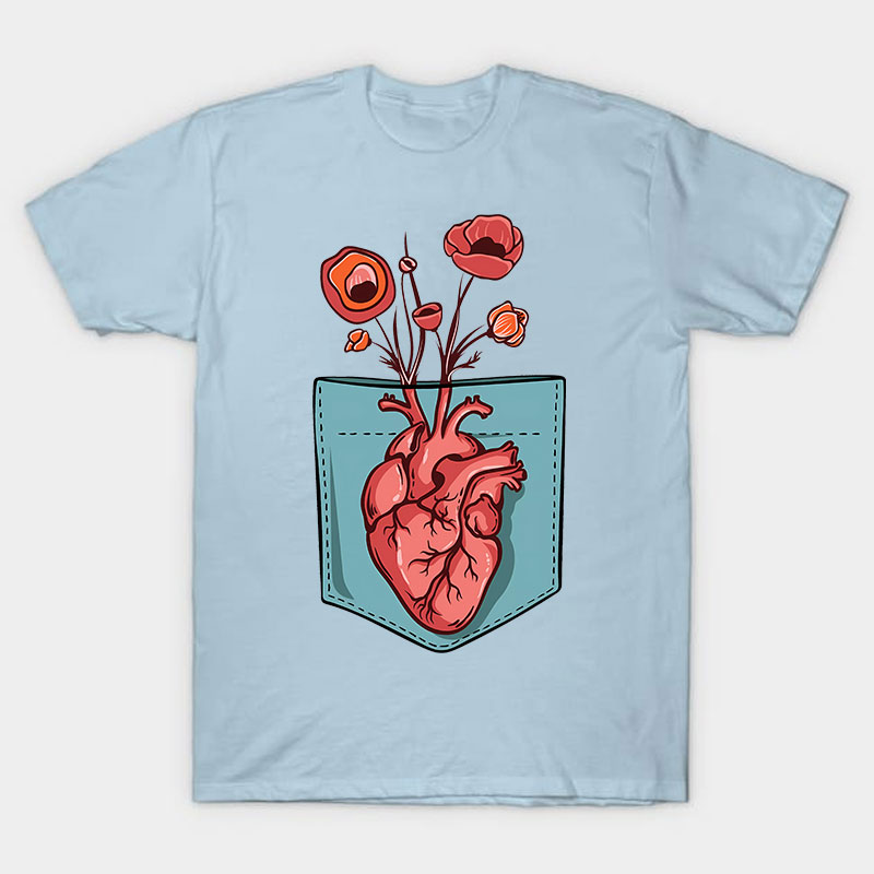 Cardiac Heart Flower Nurse T-Shirt