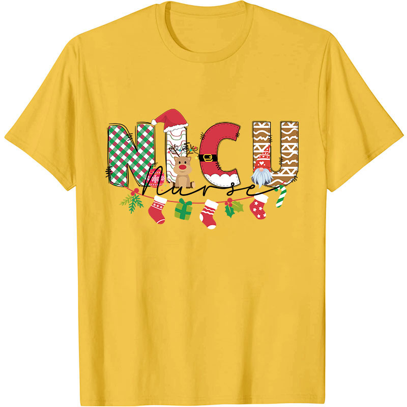 Personalized Cute Christmas Elements Nurse T-Shirt