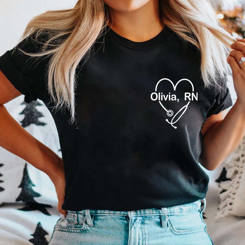 Personalized Department And Name Stethoscope Nurse T-Shirt
