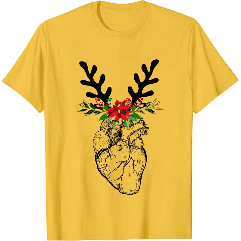 Christmas Deer Heart Nurse T-Shirt