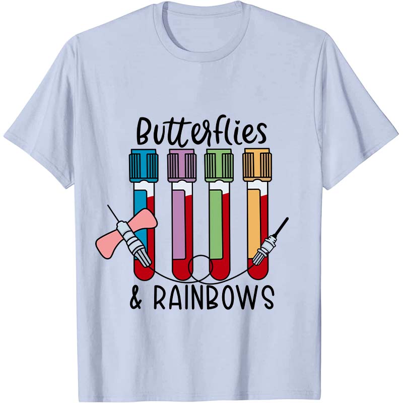 Butterflies And Rainbows Nurse T-Shirt
