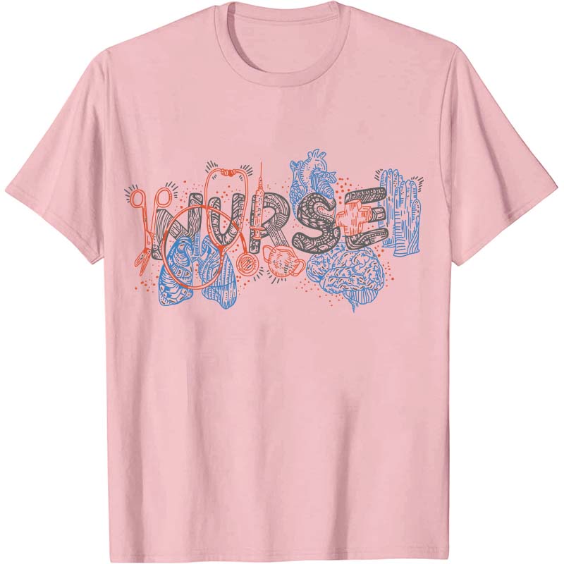 Floral Anatomy Line Nurse T-Shirt