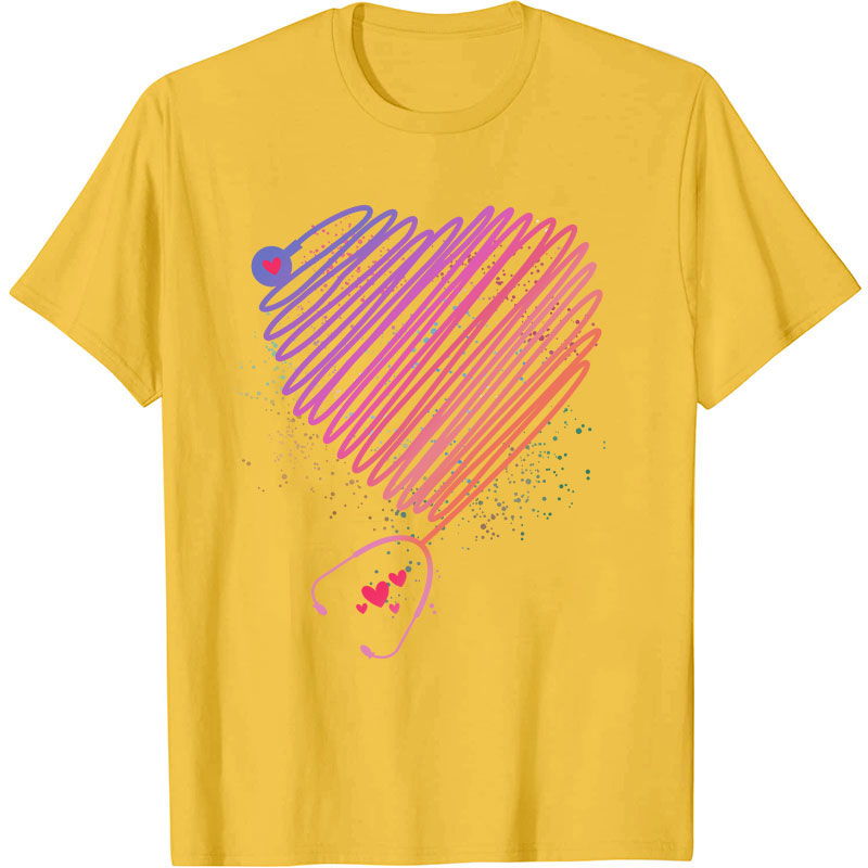 Colorful Love Stethoscope Nurse T-Shirt