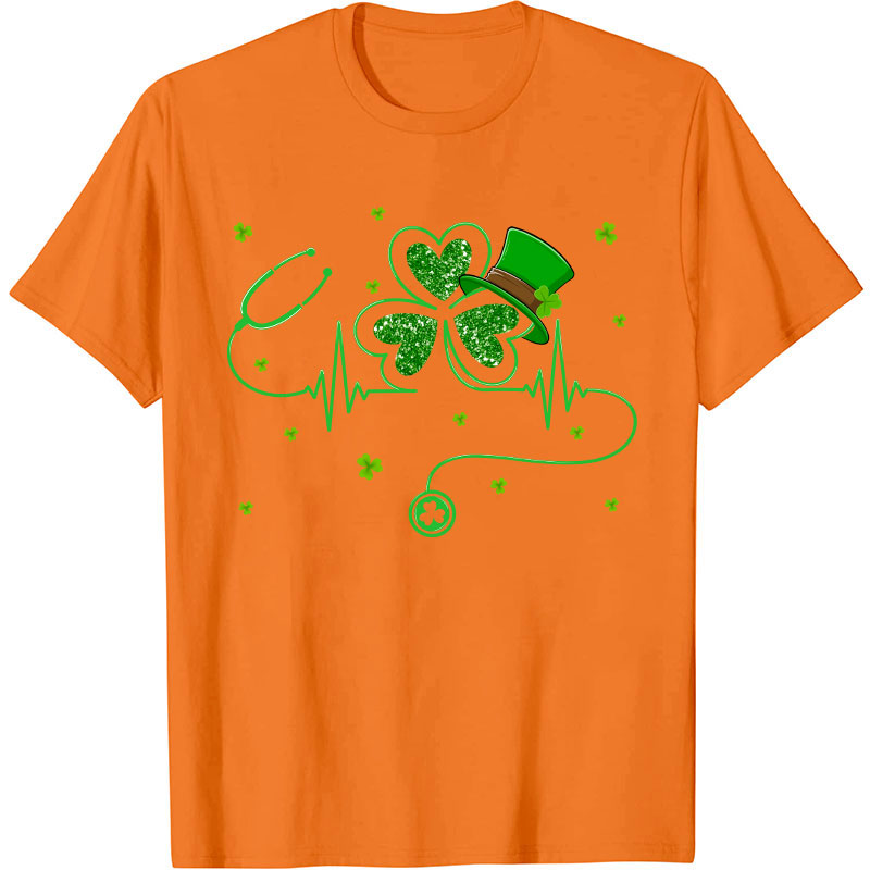 St Patrick's Day Shamrock Stethoscope Nurse T-Shirt