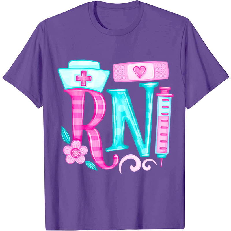 Personalized Job Title Pink Flower Nurse T-Shirt
