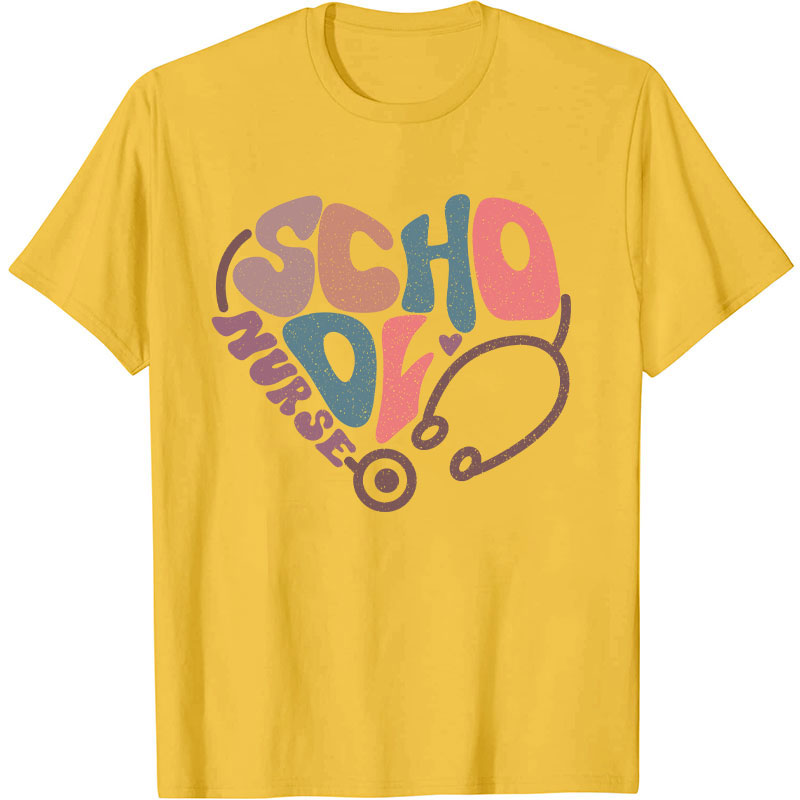 School Nurse Heart Stethoscope Nurse T-Shirt