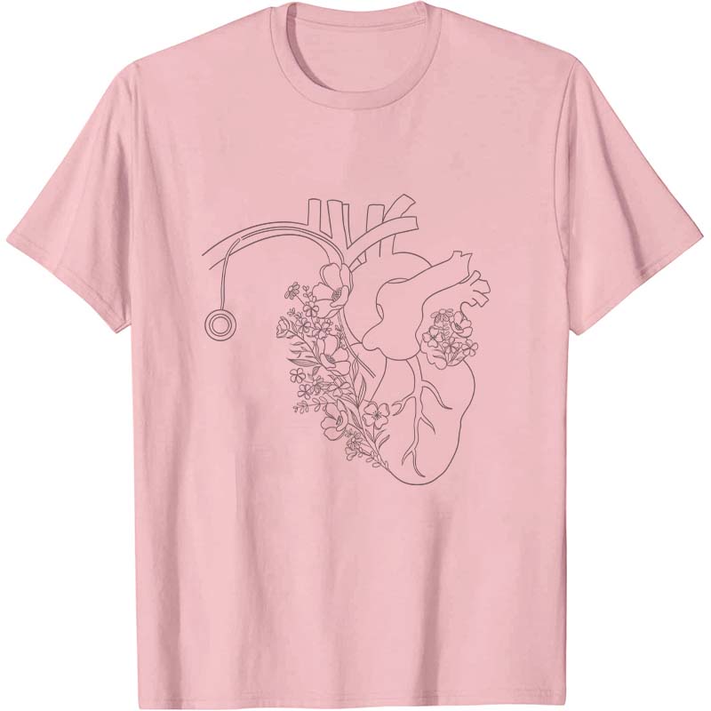 Blooming Flower Heart Nurse T-Shirt