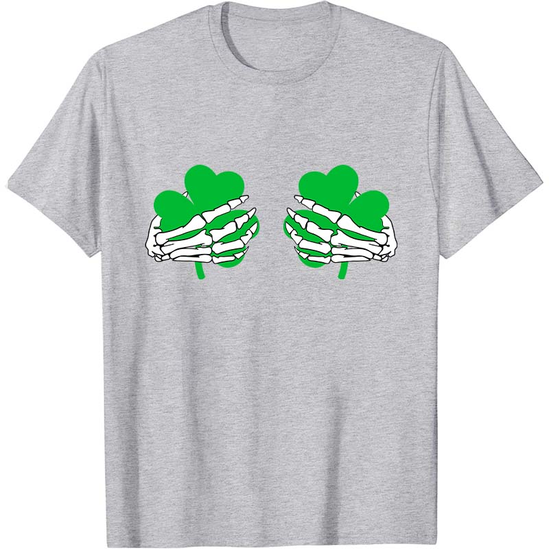 Shamrock Hand Skeleton Nurse T-Shirt
