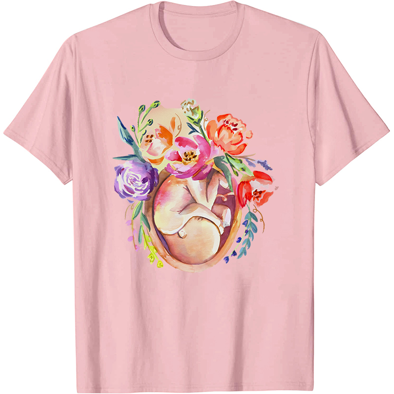 Floral Fetus Nurse T-Shirt