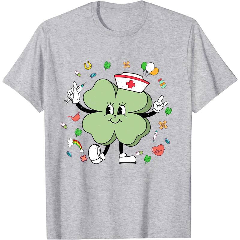 St Patricks Day Cute Clover Nurse T-Shirt