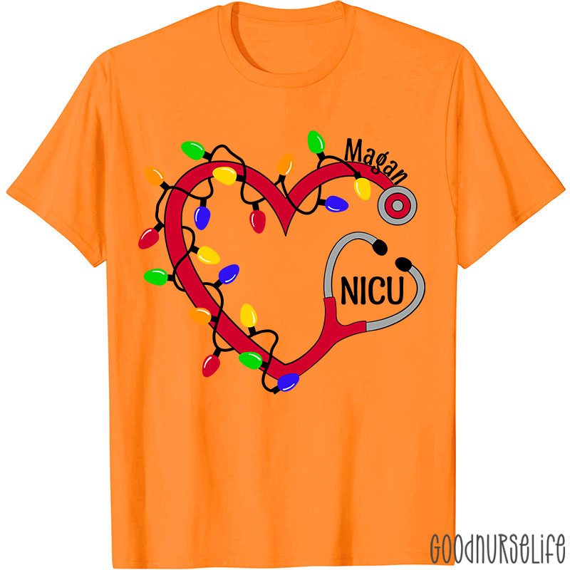 Personalized Christmas Lights Nurse T-Shirt