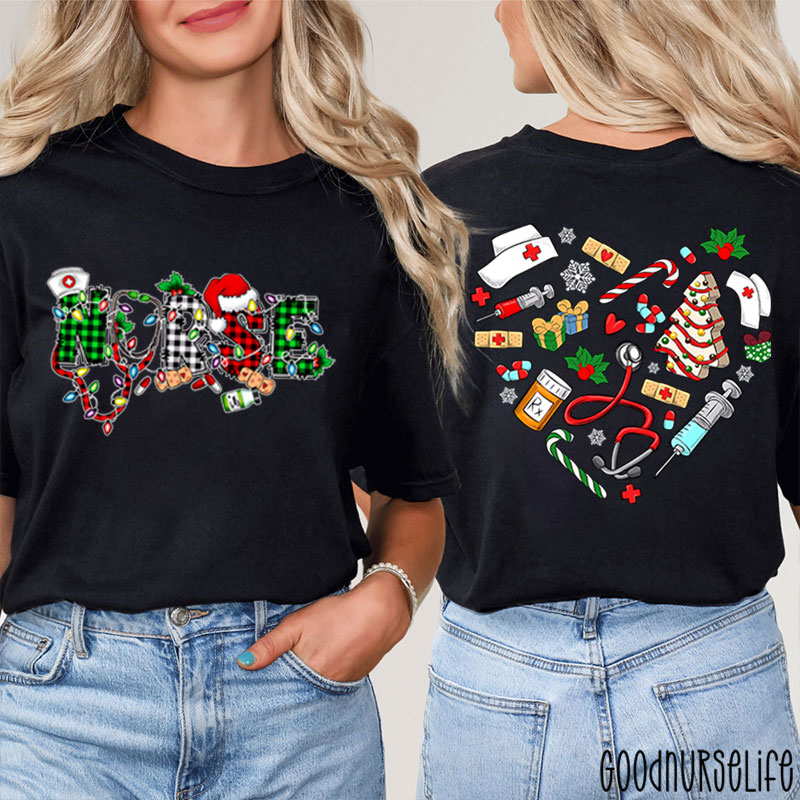 Merry Christmas Nurse Two Sided T-Shirt