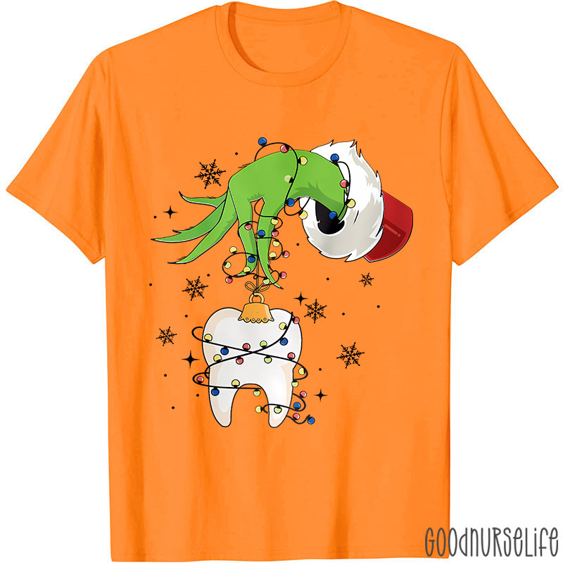 Funny Christmas Lights Tooth Nurse T-shirt