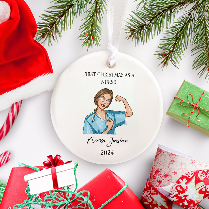 First Christmas as a Nurse Ceramic Christmas Ornament
