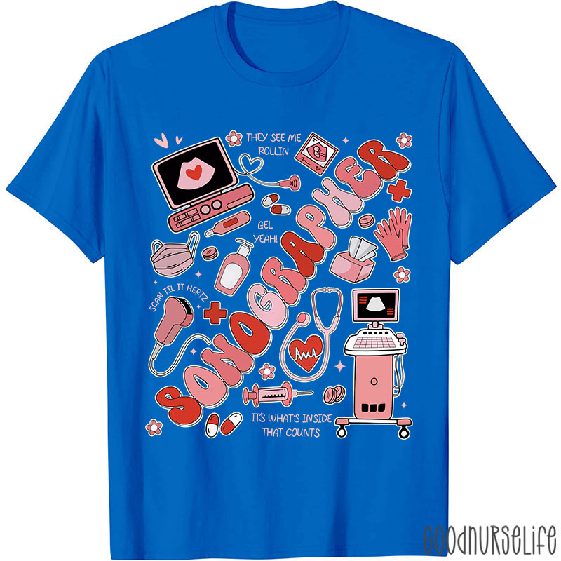 Valentine's Day Sonographer Ultrasound Tech Nurse T-Shirt