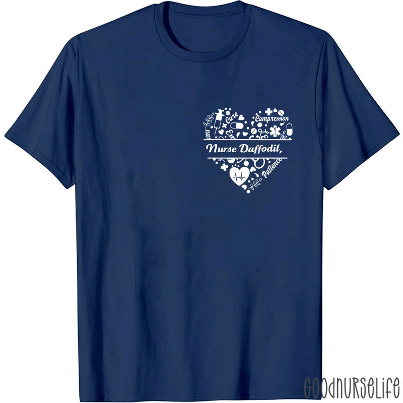 Personalized Name And Department Heart Gift For Nurse T-Shirt