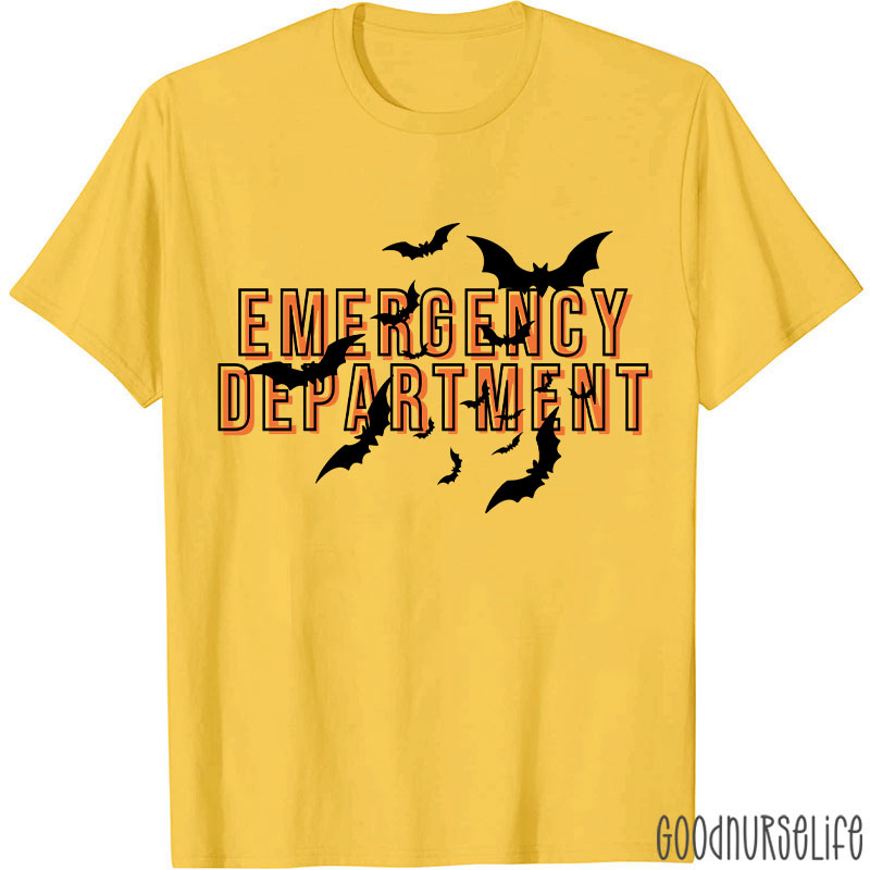 Halloween Bat Emergency Department Nurse T-Shirt