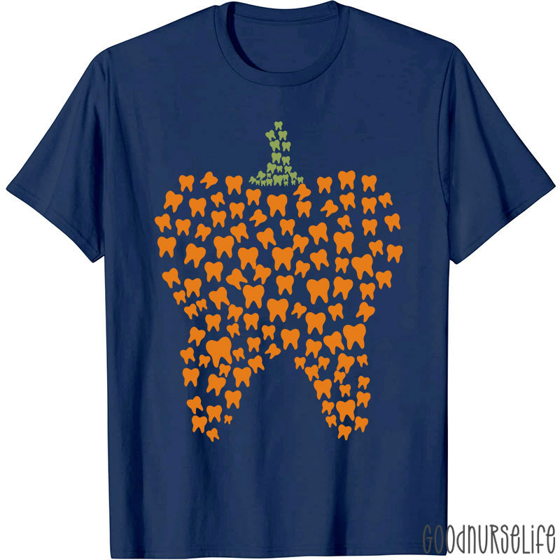 Halloween Pumpkin Typography Teeth T-Shirt