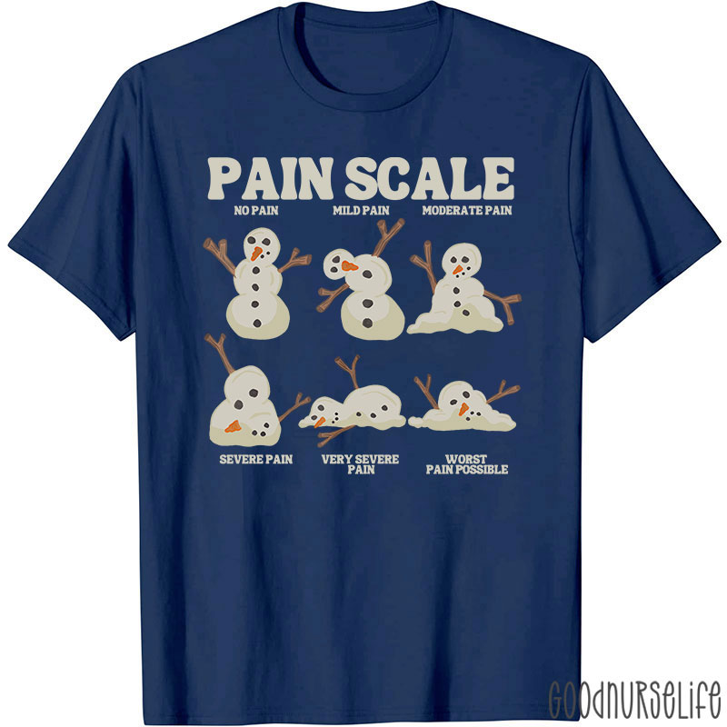 Snowman Pain Scale Festive Nurse T-Shirt